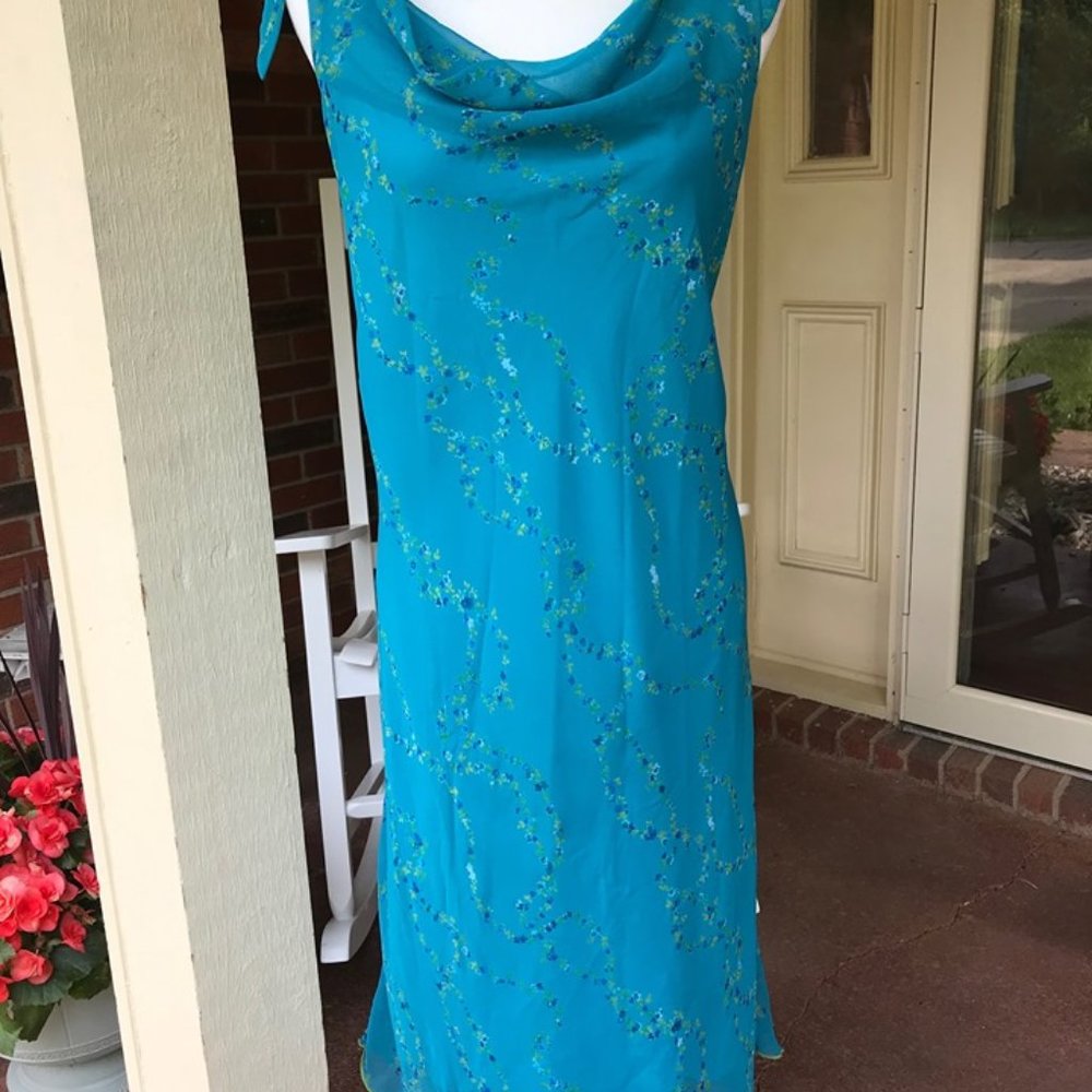 Ombre Fully Lined Sleeveless Blue Dress 14